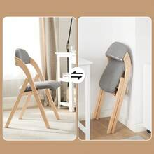 SoBuy 折疊椅，軟墊木質，兩把一套 - 符合人體工學的廚房/餐廳椅，可折疊，節省空間，已組裝完畢，適用於廚房、陽台、辦公室，淺灰色，尺寸：47.5 x 77 x 59 厘米，型號：FST92-Nx2 - 灰色*2 - 查看 5