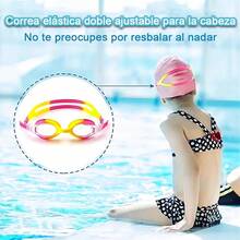 Gafas de natación para niños 2 unidades Lentes de natación con tapones y clips para la nariz sin Fugas antivaho antideslumbrante Fáciles de ajustar y cómodas con protección UV - AzulyPrpura - Ver 6