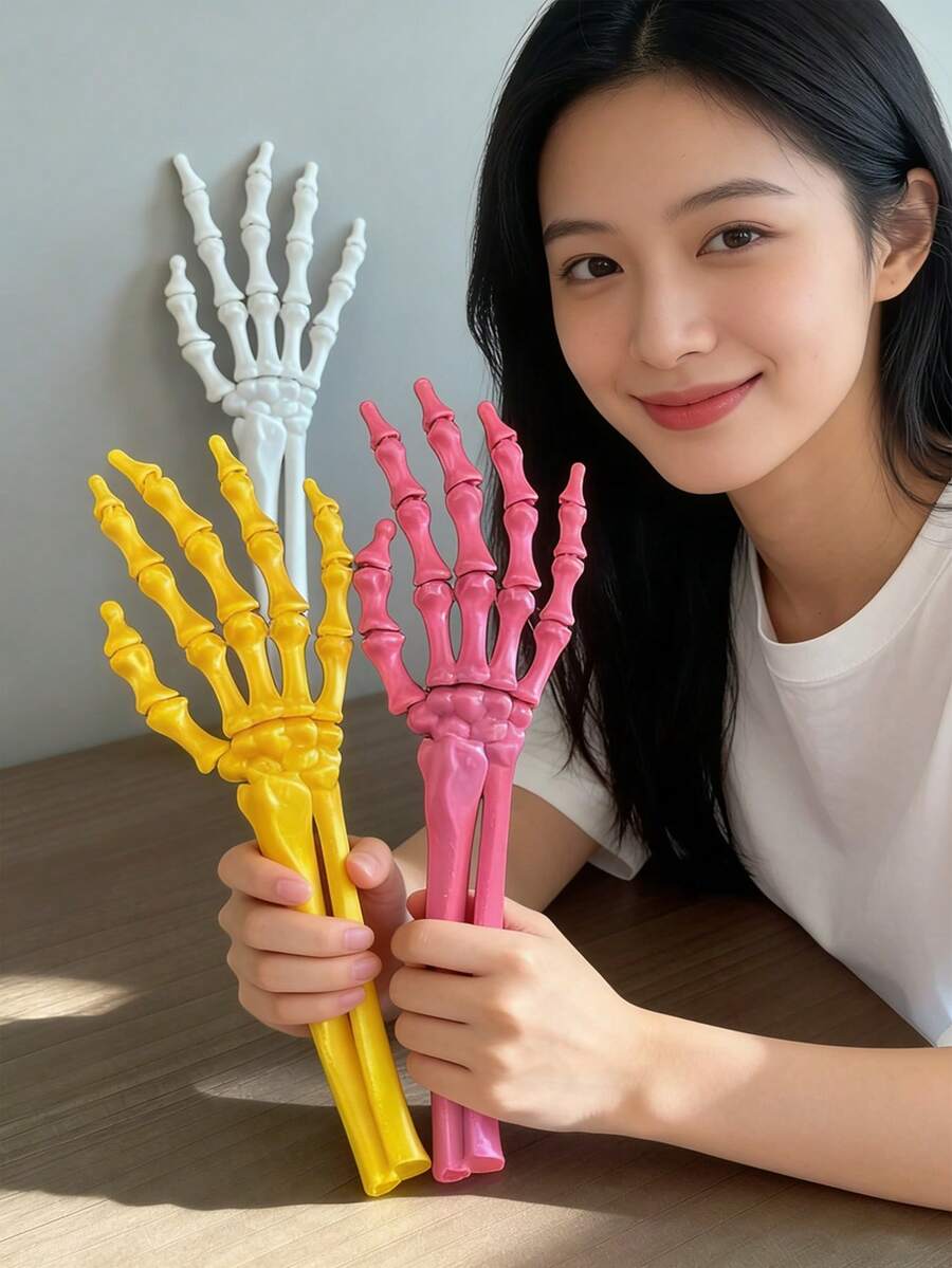 Mano de esqueleto humano flexible con articulaciones móviles impresas en 3D, modelo de palma de esqueleto articulado espeluznante para Halloween - Multicolor - Ver 1