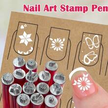 Metal Nail Art Stamping Pen Set - Rose Red - View 4