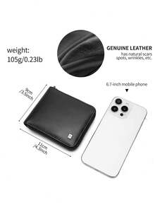 Pomelo Best Classic Short Genuine Leather Men Wallets Fashion Coin Pocket Card Holder Men Purse Simple Quality Male Wallets For Men Wallet Mini Wallet Purse Wallet Small Wallet Vintage Purse Money Wallet Men Wallet Leather - Black - View 2