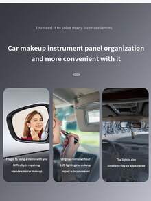 (1-Pack)   Car Visor LED Vanity Mirror With 3 Modes, Rechargeable Touchscreen Makeup Mirror With Dimming Function, Anti-Glare Rearview Mirror For Sun Protection & Travel - 粉色 - 查看 3