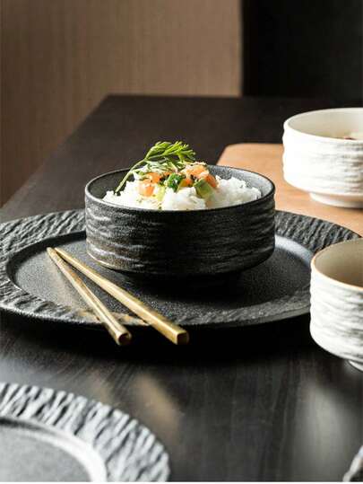 Tazón de sopa y tazón de fideos con textura de piedra personalizada y creativa. Tazón de postre, tazón de ensalada, tazón de estilo japonés, tazón de ramen para el hogar