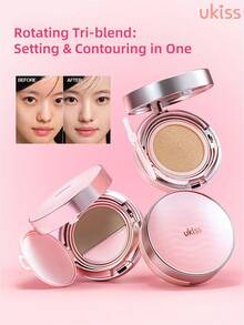 ukiss 三合一旋转双层气垫高光修容盘，上层为气垫粉底，下层包含高光、遮瑕和修容粉，控油持久，打造光泽哑光妆效，均匀肤色，日常妆容必备。气垫粉底11克 + 修容粉2.4克 + 高光粉1.2克 - #F10 Ivory - 查看 11