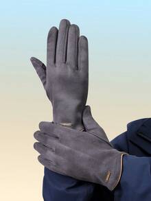 1 Paio di eleganti guanti in poliestere caldi da uomo, adatti per guida, ciclismo, touchscreen, antivento, caldi per outfit da pendolarismo in autunno/inverno e vacanze - Guanti caldi da uomo per autunno e inverno - Visualizzare 5