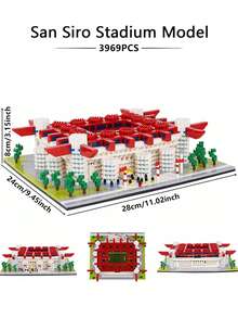 4092pcs Famous World Sports Stadium Building Blocks Set - Football Stadium/Paris Saint-Germain Football Stadium/Camp Nou Football Stadium 3D Assembly Model, C Rone Football Stadium Model Art Decor, Football Fan Gift - Multicolor - View 9