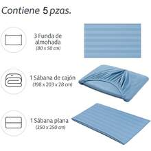 Juego de Sabanas 2,000 Hilos Super(Sábana Ajustable+Sábana Plana+Fundas de Almohada) Suave al Tacto Microfibra de Alto Lujo,Cómodas y Frescas,Sabanas Matrimoniales/Individual/Queen/King,Calidad de Lujo, Hipoalergénicas, Lavado a Máquina,Decoración para el Hogar-Azul Cielo - azul cielo - Ver 9