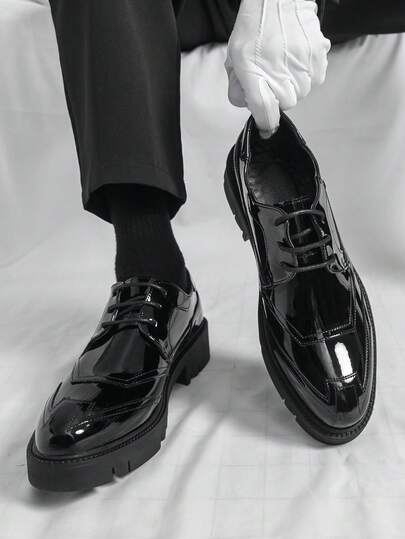 Formele veterschoenen voor heren, casual schoenen met dikke zool, trouwschoenen voor heren, kantoorschoenen, brogues bewerkt voor dagelijks gebruik.