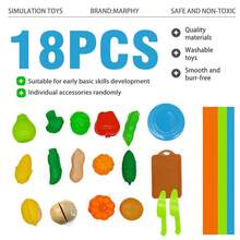 Marphy 18 件逼真厨房玩具套装，迷你切水果和蔬菜组合 - 儿童益智早教食物模拟玩具，非常适合生日派对