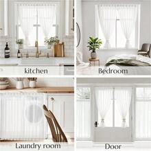 Self Adhesive White Gauze Sheer Curtains, Light-Filter Privacy Fabric, Foldable Hook-&-Loop Curtain No Drilling (44" W X 41" L,White,2 Panels) - White + 54"W X 72"L (Pack Of 2) - View 9