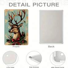 1pc Vintage Christmas Reindeer Metal Wall Art, Nordic Style Home Decor Hanging Ornament, Living Room Wall Art, Holiday Atmosphere Decoration, New Year Gift, Metal Crafts