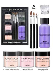 亚克力美甲套装，包含亚克力粉、亚克力液、指甲油亚克力粉、液体单体、美甲笔和亚克力美甲延长雕塑模具。 - 彩色 - 查看 14