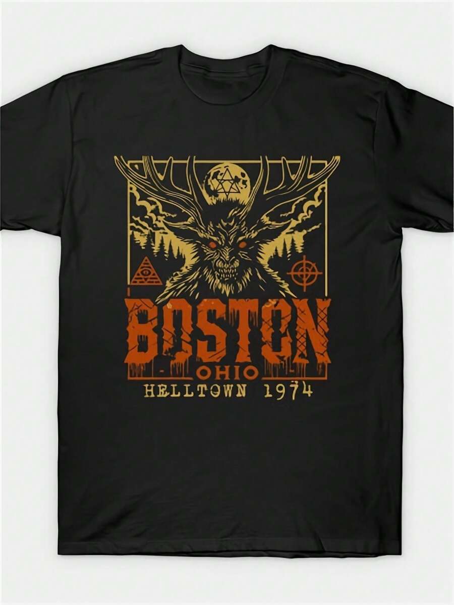 Camiseta LocalHelltown Keep Out, estampado negro, 220g, recién llegada, de algodón, adecuada para fiestas de cumpleaños y uso diario, para regalar a miembros de la familia - Negro - Ver 1