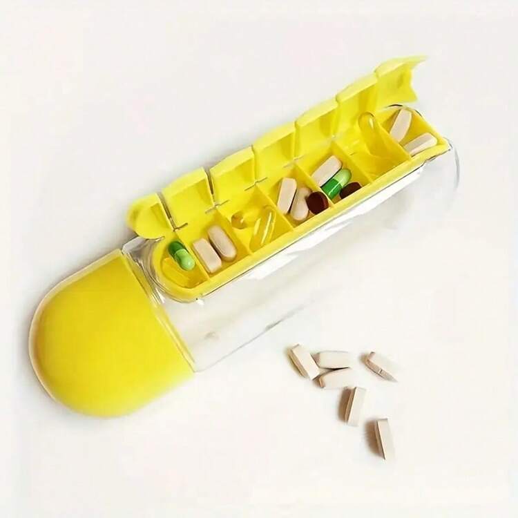 1 Peça Garrafa d'Água e Porta-Comprimidos 2 em 1 Amigável para Deficientes Visuais, 600ml, Organizador de Pílulas Portátil de 7 Dias, Recipiente de Medicação à Prova de Vazamentos em Plástico, Garrafa de Armazenamento de Medicamentos para Caminhadas, Viagens e Uso Doméstico, Presente Prático para Idosos (Estilo/Cor Aleatórios) - Multicolorido - Visão 8