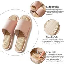 Women And Men House Fabric Slippers Indoor And Outdoor, Non-Slip Memory Foam Open-Toe Home Shoes, Soft Bottom Linen Unisex Washable Cotton Casual,13-14Women/11-12Men,NavyBlue - NavyBlue - View 3