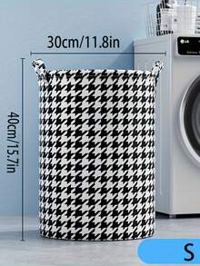 1个大容量洗衣篮，千鸟格图案装饰，节日装饰，房间装饰，家居装饰，卧室装饰，收纳整理，白色T恤，黑色裤子，女士冬季服装，连衣裙，女士冬季服装，优雅女士连衣裙，白色长袖衬衫，白色连体裤，春季连衣裙，春季服装，春季，春季服饰，简约风格，夏季上衣 - 黑與白 - 查看 10