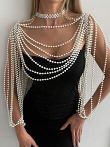 优雅复古风格串珠流苏肩项链 - 独特性感的比基尼上衣配饰，适合婚礼和派对