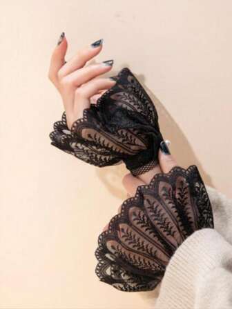 1 par spetshandskar i urholkning, lämpliga för fest, bröllop och vardagsbruk