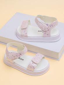 This Children's Sandal Exudes A Sweet And Adorable Vibe. The Pink Glitter And Star Accents, Along With The Thickened Sole Design, Not Only Protect The Feet But Also Look Sweetly Lively. This Flat Sandal Can Be Easily Paired With Various Summer Outfits. - Pink - View 8
