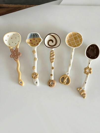 Cute Dessert Shaped Spoons, Ceramic Bread & Soup Spoons, Adorable Berry Spoons, Pancake/Pineapple/Croissant Shaped Dessert Spoons, Elegant Kitchen Serving Spoons