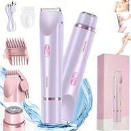 2 In 1 Electric Shaver For Women, 2025 New Rechargeable Women's Body Shaver Bikini Trimmer, Electric Razors For Women, Wet And Dry Hair Trimmer For Facial Face Lip Chin Underarm Legs (Pink)