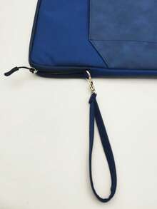 1pc Polyester Material Pink Lightweight Zipper Large Capacity Multi-Layer Electronic Notebook With Padded Travel Protective Case, Suitable For 8"/11"/12.9" Tablets - Navy Blue - View 7