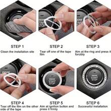 1pc Crystal Rhinestone Car Engine Start Stop Decoration Ring, Bling Car Interior Accessories For Women, Push To Start Button Cover Sticker, A Decorative Ring For The Car'S Start Button, Featuring A One-Touch Start And Embellished With Artificial Diamonds, Designed For Girls As A Car Accessory - Decorative Ring - View 8