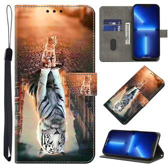 GLANDOTU Shockproof Kickstand Card Slot Magnetic PU Leather + TPU Pattern Phone Protective Case