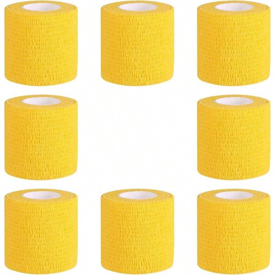 Bandage Wrap 8 Pack 2 x 5 Yards Self Adhesive Bandage Wrap Breathable Cohesive Bandage Wrap Rolls Athletic Elastic Self Adherent Wrap for Sports InjuryWrist Knee Ankle Sprains and Swelling Yellow - Amarillo - Ver 1