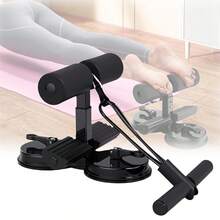 Soporte portátil para el piso, con cuerda y 2 ventosas fuertes para abdominales, barra de dominadas, almohadilla adhesiva, soporte ajustable para pies para muslo, entrenamiento para oficina, hogar - Negro - Ver 1