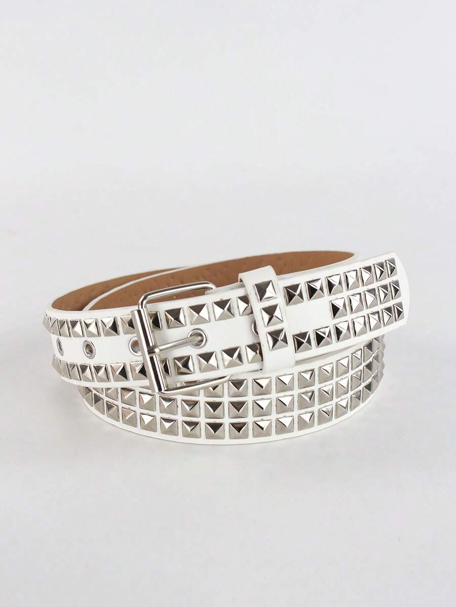 1 chiếc thắt lưng thời trang unisex màu trơn phong cách punk rock đính đá và sequin, phù hợp cho thanh thiếu niên, phong cách thường ngày, hoạt động ngoài trời, thể thao, kỳ nghỉ, du lịch, quà tặng tốt nghiệp, sinh nhật, và sử dụng hàng ngày.