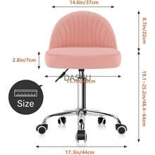 sillas de cambiador de terciopelo con altura ajustable con parte trasera para recámara,  Taburete giratorio de oficina, hogar, maquillaje, dibujo cosmético (rosa) - por defecto - Ver 2