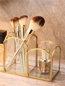 Luxury European Style Glass Makeup Organizer Display Box - Gold - View 6