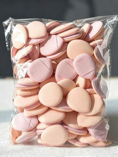 30/60/100个迷你三角化妆海绵套装，防水PU材质，适用于粉底、遮瑕膏，适合所有肤质，女士化妆指套海绵