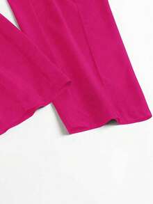 Pantalon décontracté de couleur unie pour femmes, à porter au quotidien, printemps/été - Rose vif - Voir 6