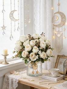 1 Bó hoa hồng nhân tạo, bó hoa thêu hình cầu, hoa mẫu đơn hỗn hợp, bó hoa cưới, trang trí đám cưới, nguyên liệu làm vòng hoa DIY, trang trí tiệc sinh nhật, trang trí nhà cửa phòng khách, bình hoa, vườn ngoài trời, trang trí mùa thu, quà tặng ngày Valentine, quà tặng năm mới - trắng - Xem 6