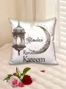 1/2/4 件装斋月开斋节、宰牲节枕套，尺寸 45*45CM / 17.72*17.72 英寸，双面印花，适合家庭户外节日装饰，可机洗，不含枕芯。 - 黑與白 - 查看 3