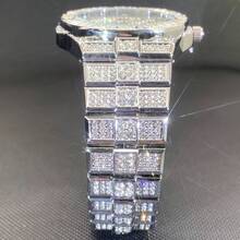 Men's Classic Business Iced Out Quartz Couple Watch, Luxury Classic Ice Out Watch, Fashionable Hip Hop Brand AAA Bestselling Product - Silver - View 5