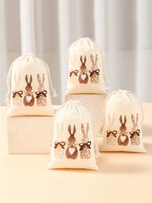 6Pcs Easter Bunny Drawstring Gift Bags,Gift Wrapping Bag With Rabbit Design,Easter Egg Hunt Party Favor Bag,Happy Easter Day Decor,Easter Bunny Decorations,Easter Gift,Perfect For Candy & Egg Hunt Prizes,Spring Decor,Organization And Storage