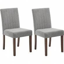 Set de silla de comedor tapiceada, 2 piezas asiento de comedor básico moderno, con piernas de madera resistentes, silla de comedor con cojín, sillas de cocina, para el comedor Restaurante Cocina - Gris - Ver 1
