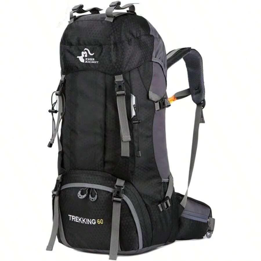 Mochila impermeable de 60L para senderismo y camping con cubierta de lluvia, mochila grande para deportes al aire libre, viajes y escalada - Negro - Ver 1