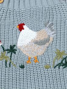 Cute Chicken Pattern Jumpsuit, Suitable For Spring, Autumn/Winter, Fit For Baby Boys And Girls - Blue - View 9
