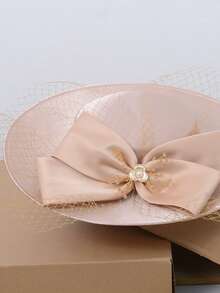 Mũ đội đầu thanh lịch dành cho nữ đi nhà thờ, có nơ trắng, thích hợp cho các buổi tiệc, tiệc chiêu đãi, trang trí, chụp ảnh cưới. - 1194 - Xem 4