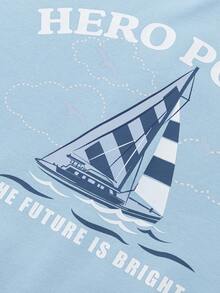 Balabala Boys Crewneck Sweatshirt, Soft Fabric, Cozy Reliable Daily Wear - Blue Tint - View 5