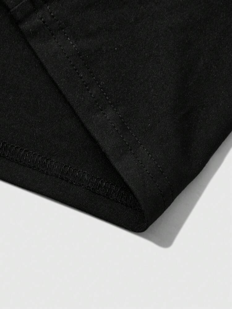 NEON DUSK Men's Black Casual Anime Character Slogan Graphic Print Short Sleeve T-Shirt, Suitable For Daily, Leisure, Streetwear, Commuting - Black - View 4