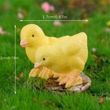 3件套大型公鸡微景观树脂装饰品，苔藓装饰，DIY景观卡通母鸡和小鸡配件 - 彩色 - 查看 5
