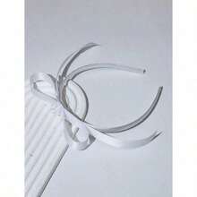 1pc Women Ribbon Bowknot Wide Headband, Retro Fashion Hair Accessory, Suitable For Any Occasion Hairband Hair Hoop, Black ,Hair Accessories - 白色 - 查看 2