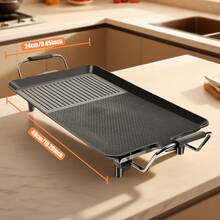 1pc Multi-Functional Smokeless Electric Grill Pan, Non-Stick Indoor BBQ Griddle For Cooking Meat And Vegetables, Suitable For Family Gatherings And Meals