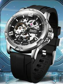 男士多功能机械表，双面镂空圆形夜光商务腕表，休闲时尚机械腕表，推荐作为礼物送给朋友或男友 FW-6019 - 均碼 - 查看 2