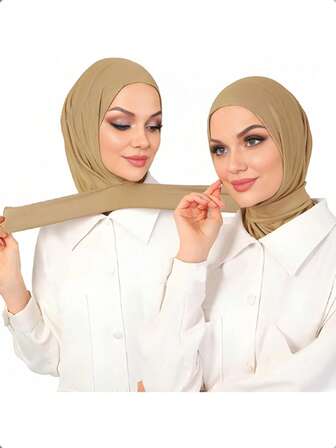 Women's Middle Eastern Style Snap Headscarf - Easy To Adjust Style, Suitable For Casual Daily Wear